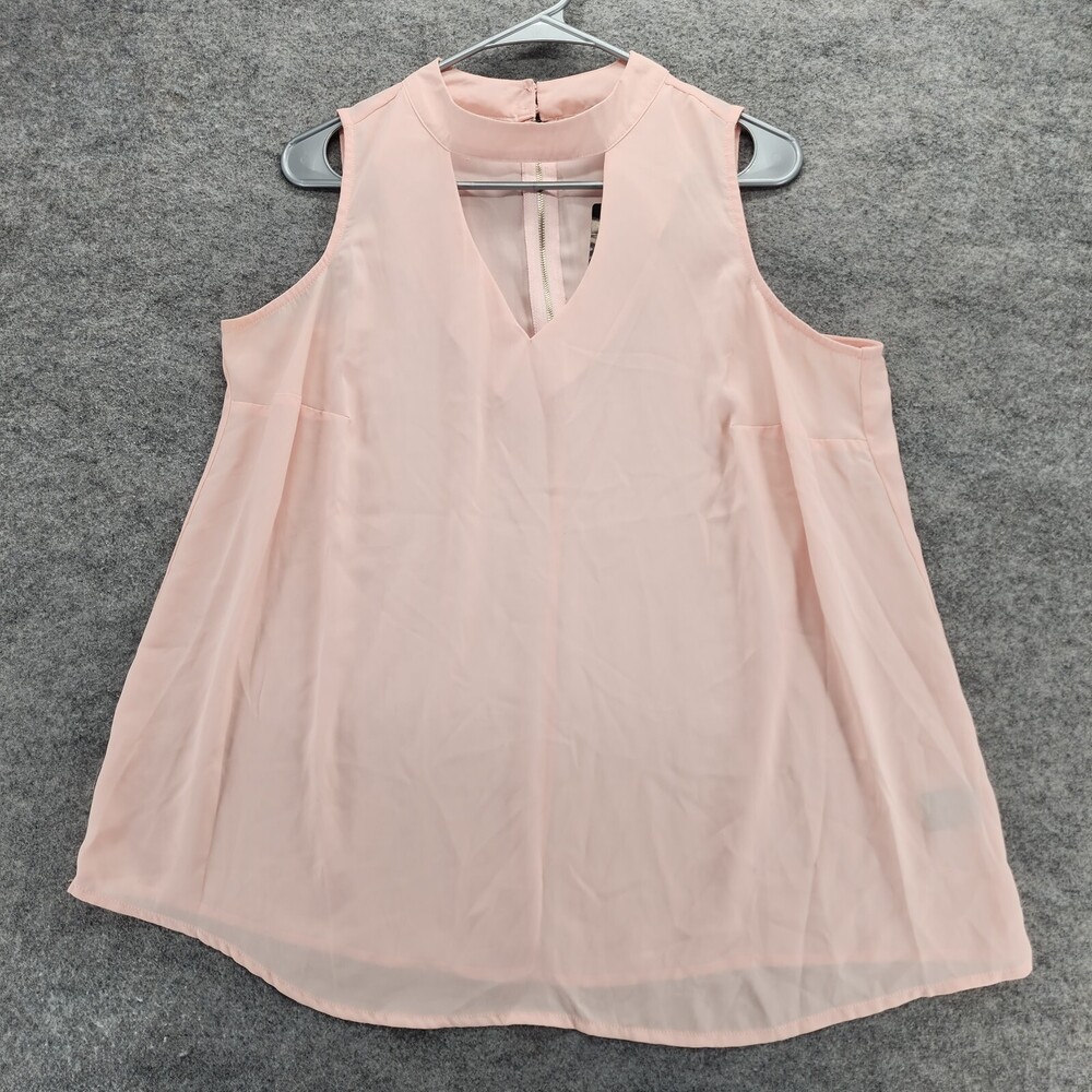 Torrid Shirt Womens 00 Pink Sleeveless Mock Neck Keyhole Tank